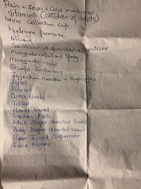 Community Clinic List Requesting Medical Supplies and Barrel Donations for Nigeria