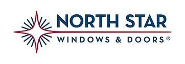The logo for north star windows and doors has a star on it.