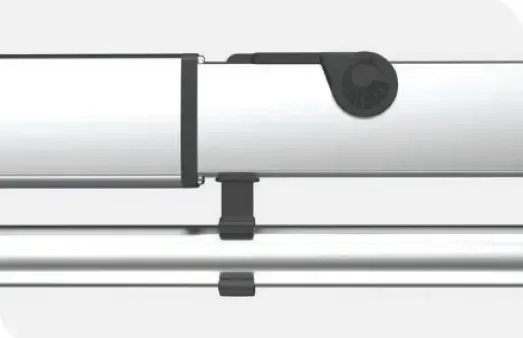 A close up of a gray awning on a white background