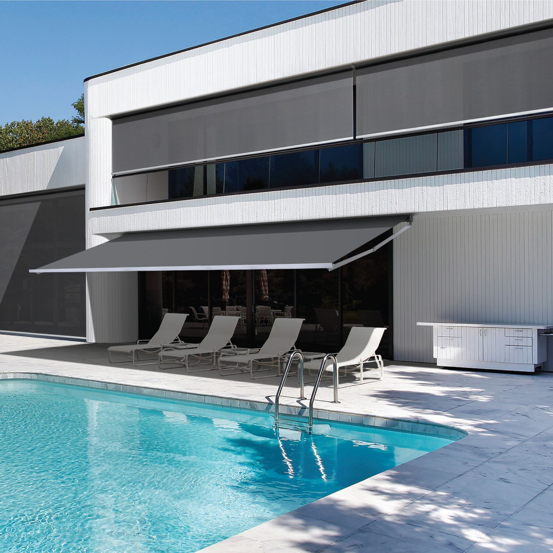 Waikato Shutters & Blinds Retractable Awning Pool Summer