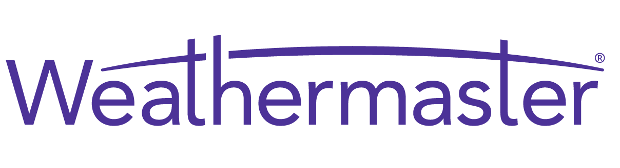 A purple weathermaster logo on a white background.
