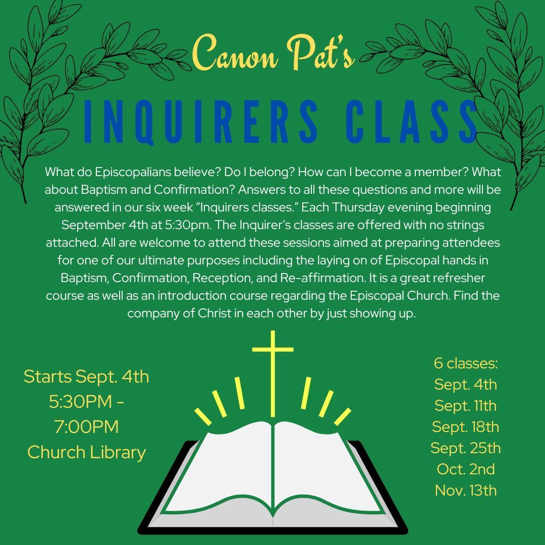 An advertisement for canon pat 's inquirers class