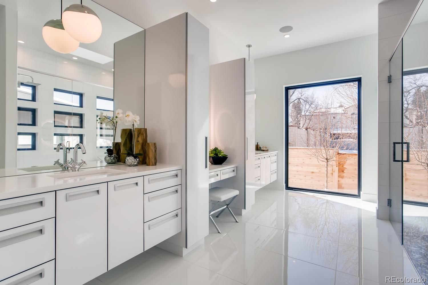 White Bathroom with Glass Walls — Aurora, CO — TNT Glass LLC