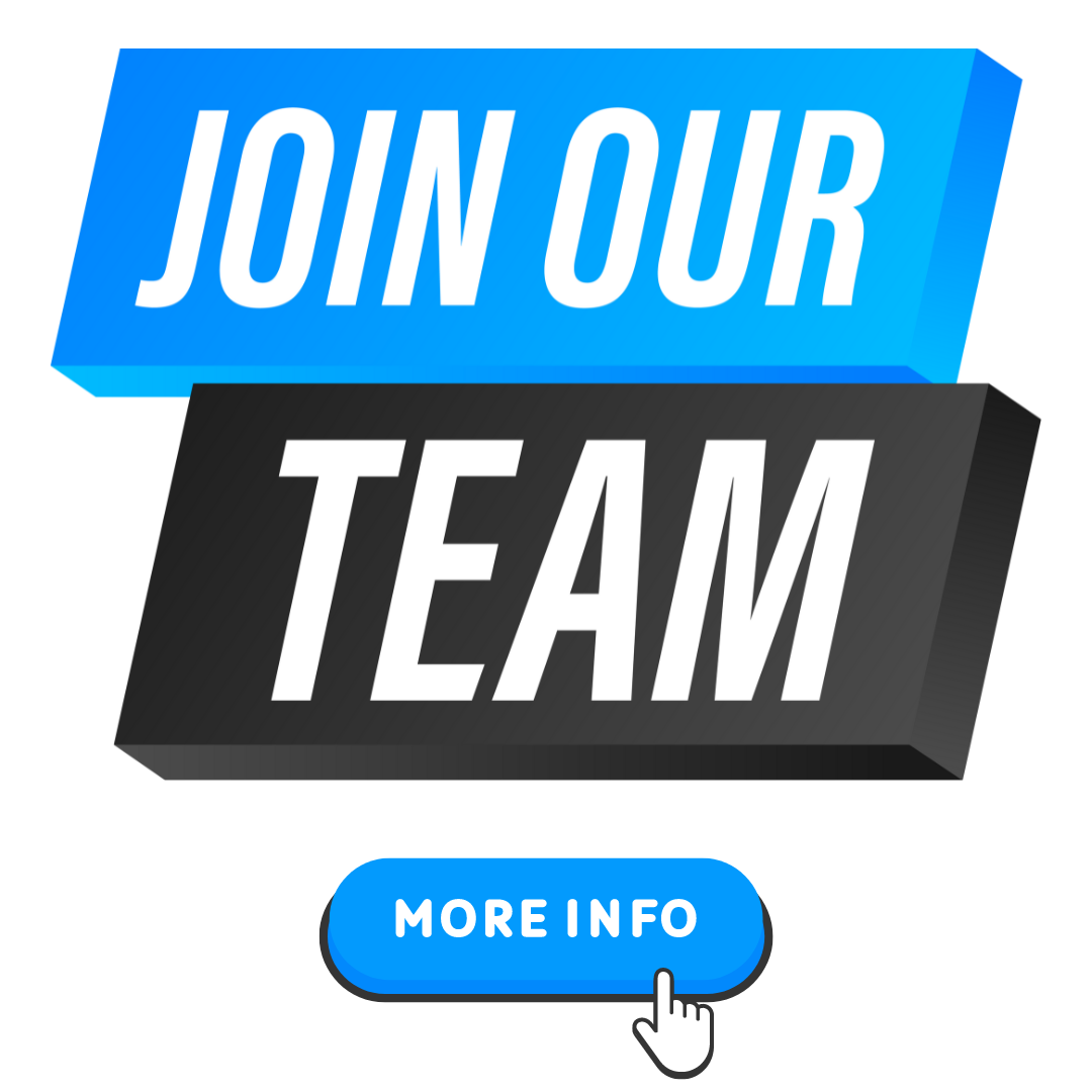 A sign that says `` join our team '' and a button that says `` more info ''.