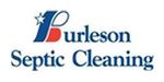 The logo for burleson septic cleaning is blue and red.