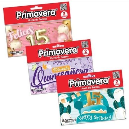 Tres paquetes de tarjetas de cumpleaños número 15 de la marca Primavera,