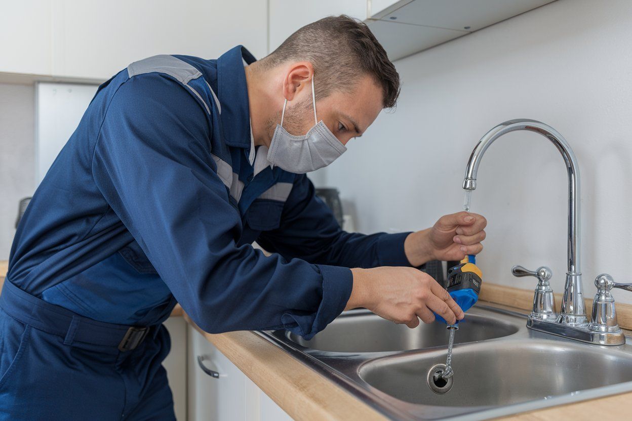 Overflowing kitchen sink due to clogged drain.