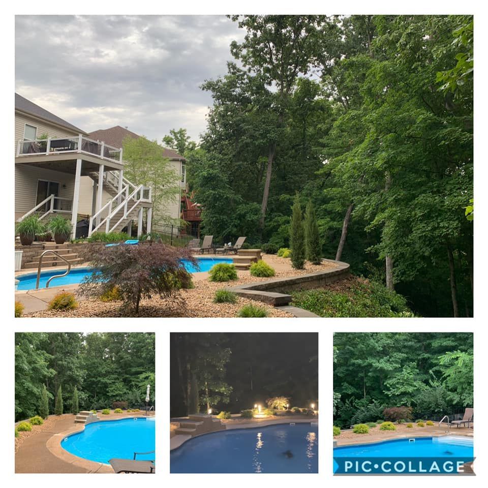 A Collage of Pictures of A Swimming Pool in A Backyard | O’Fallon, MO | Vickscapes Land Maintenance and Pools