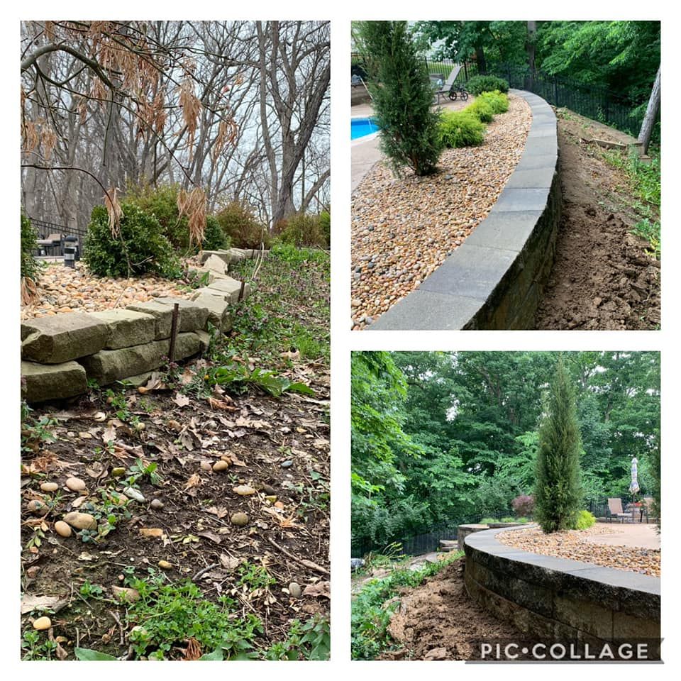 A Collage of Four Pictures of A Garden | O’Fallon, MO | Vickscapes Land Maintenance and Pools