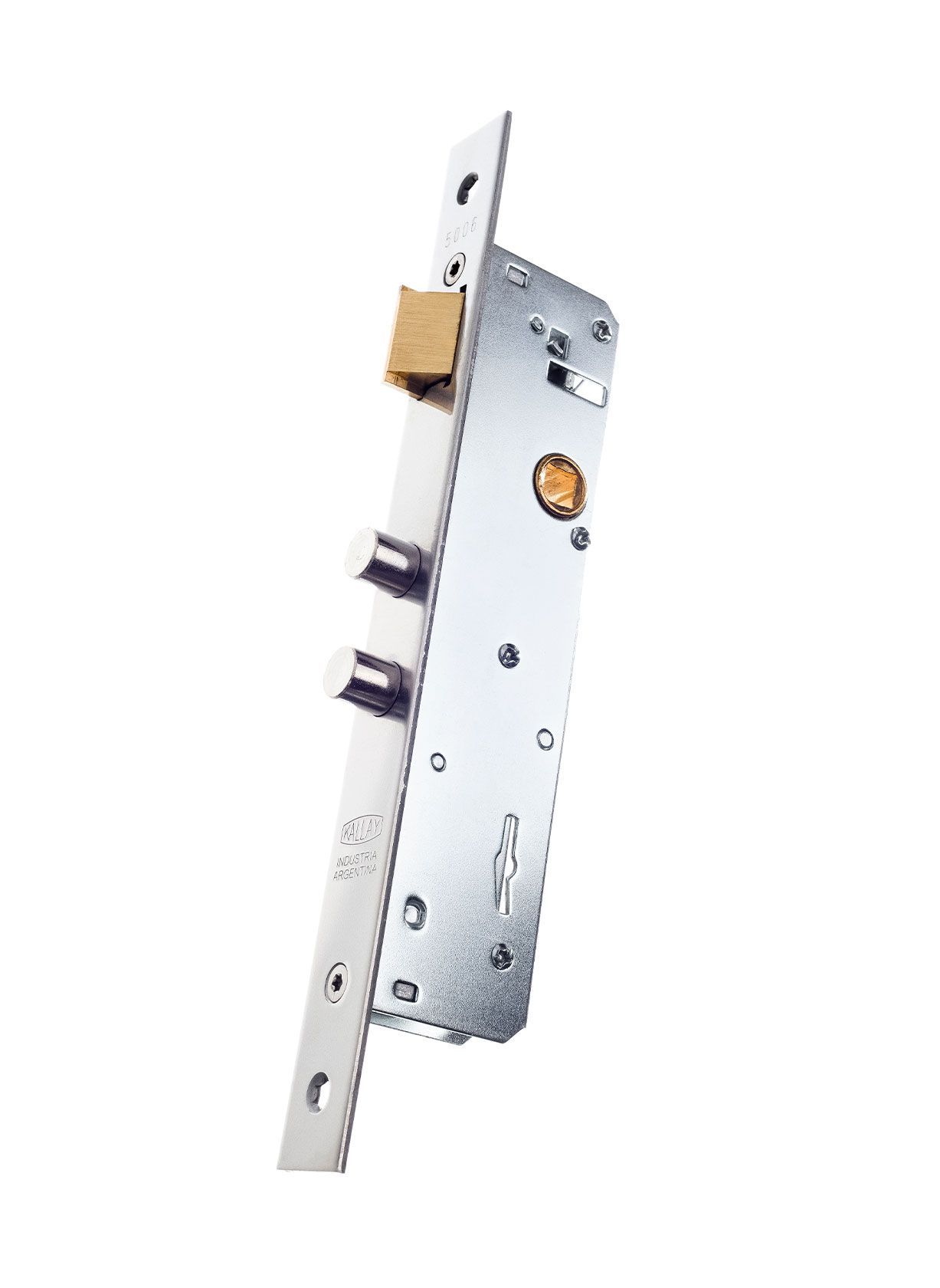 CERRADURA ANGOSTA 5006 DOBLE PERNO  INOX. KALLAY