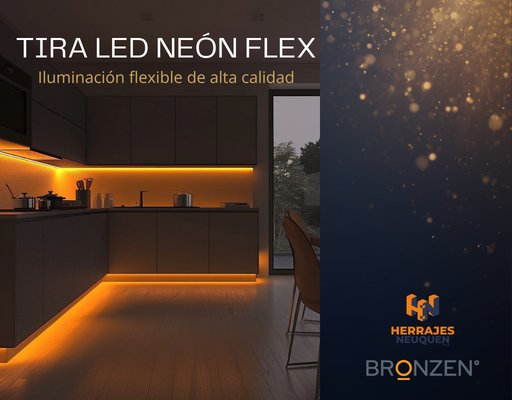 LUZ LED NEÓN SILICONA X 5MTS COLOR CÁLIDO + FUENTE 12v BRONZEN