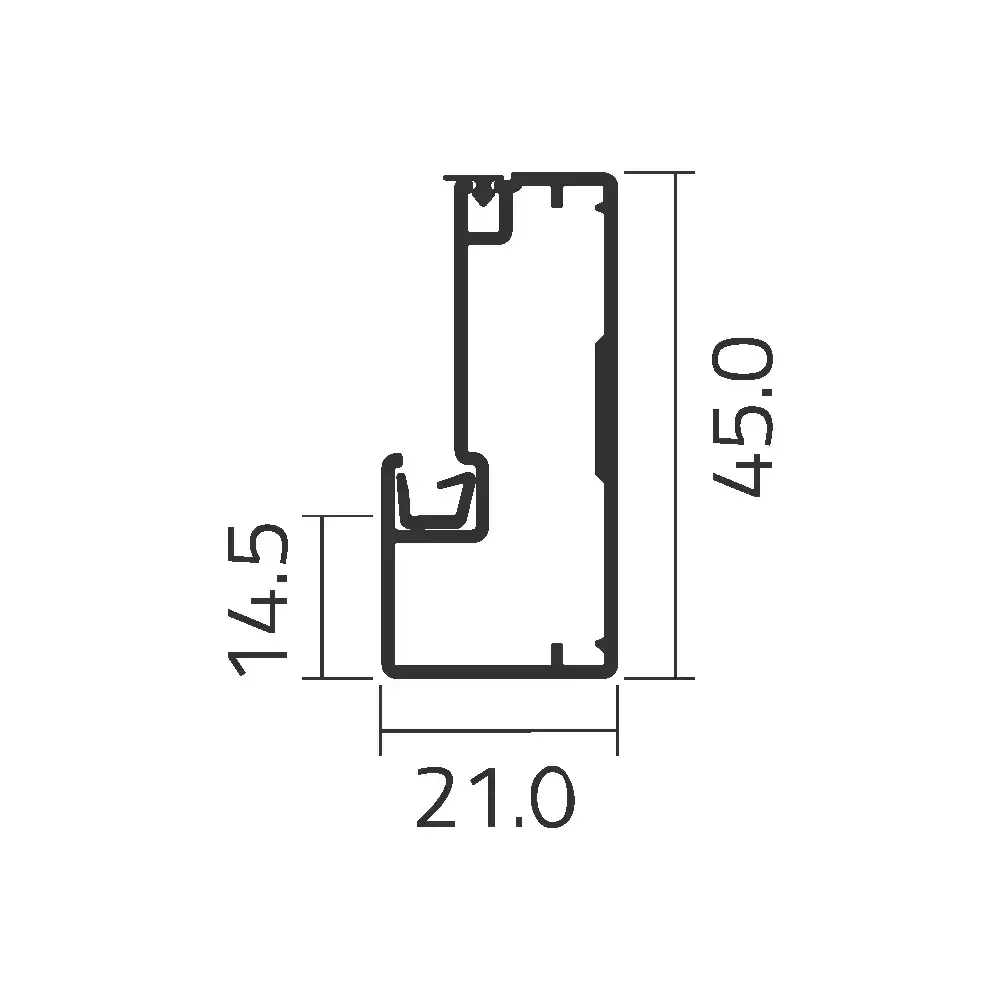 PERFIL PARA PUERTA DE ALUMINIO 20X45mm INTER 3.00 mts GRUPO EURO