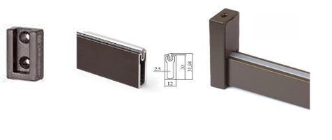 CAÑO RECTANGULAR 3 MTS MOCCA + 2 SOPORTES LATERALES MOCCA UNIHOPPER