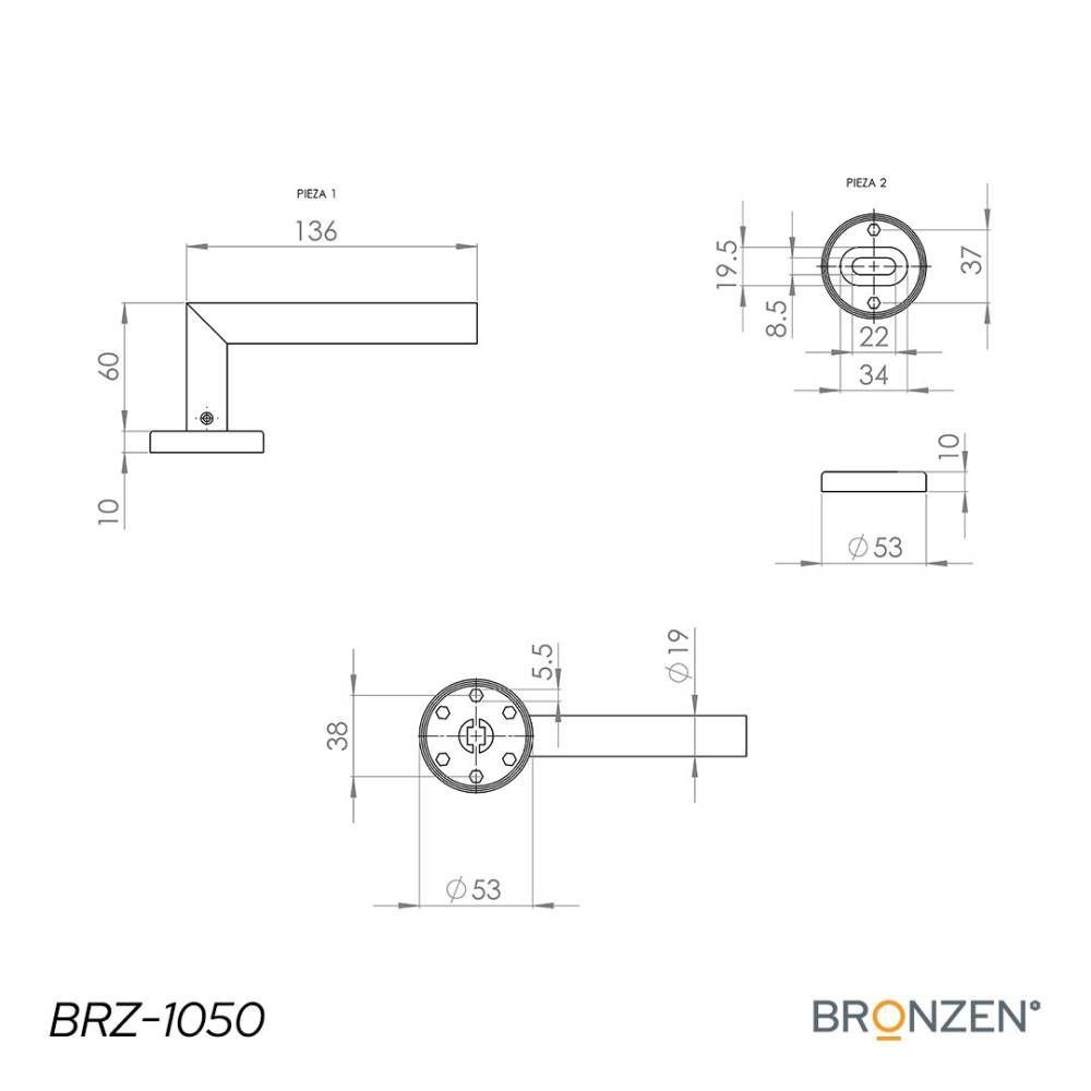 Manilla de puerta y bocallave de acero inoxidable.