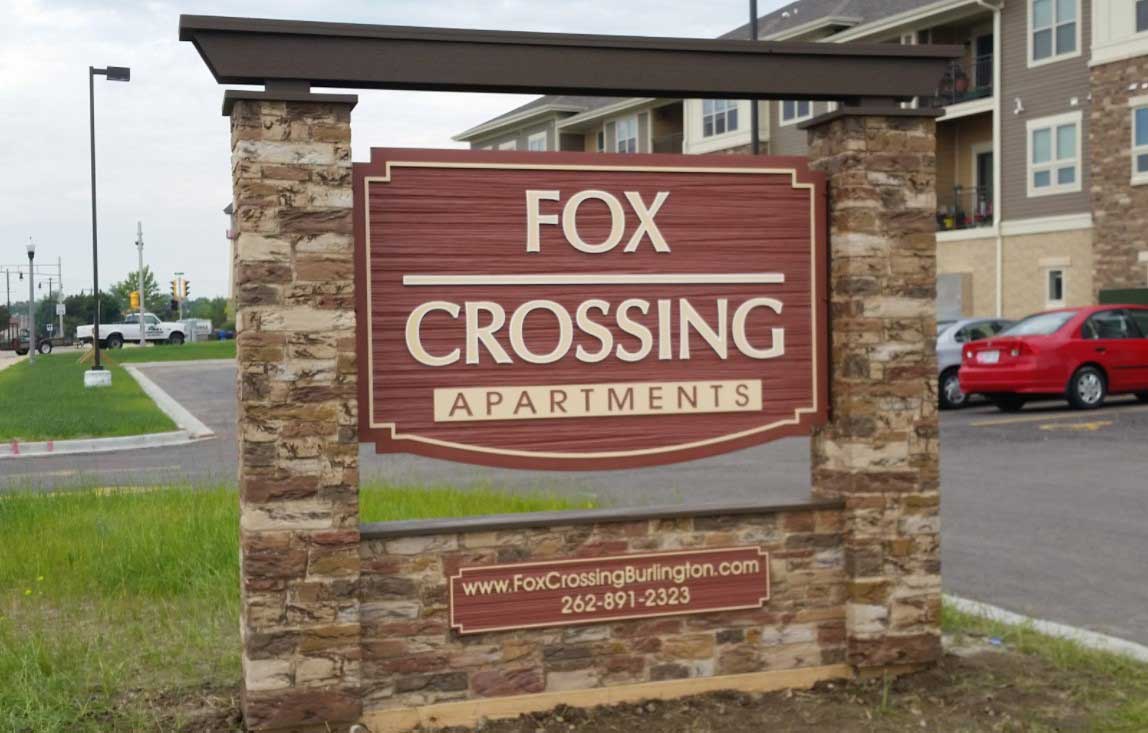 Fox crossing apartment monument sign — Kenosha, WI — Creative Designs Custom Sign