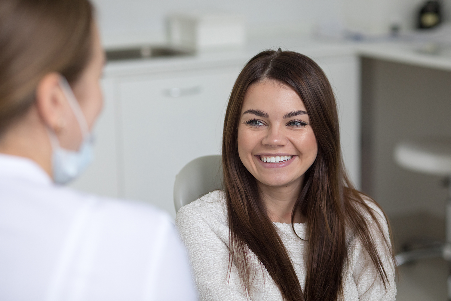 women smiling in the dental treatment room 