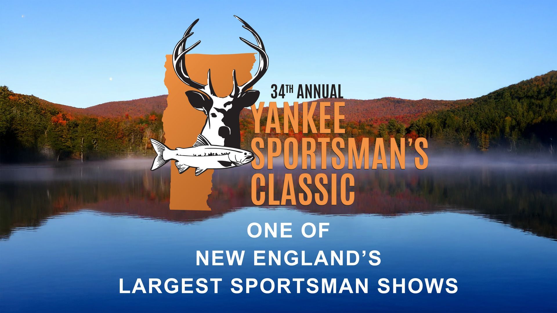 Logo for the 34th Annual Yankee Sportsman's Classic, a New England sportsman show, featuring a deer silhouette and fish.