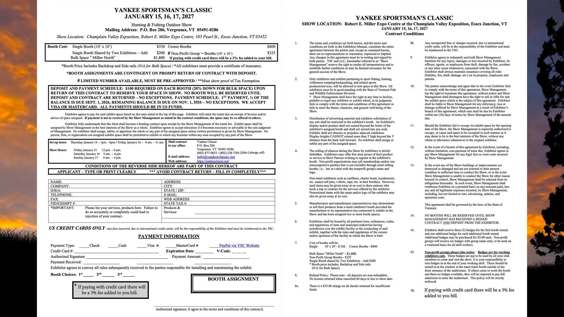 A sheet of paper with a sunset in the background