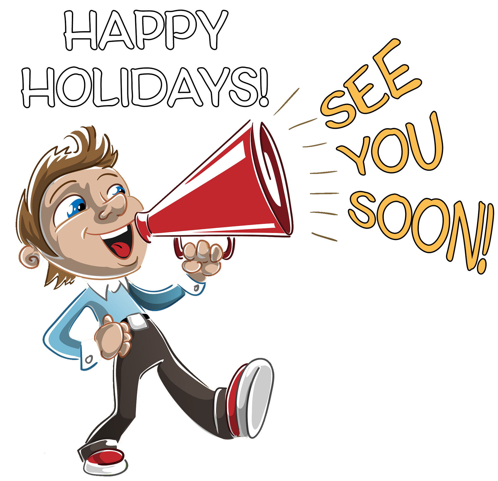 Man holding a megaphone, saying 