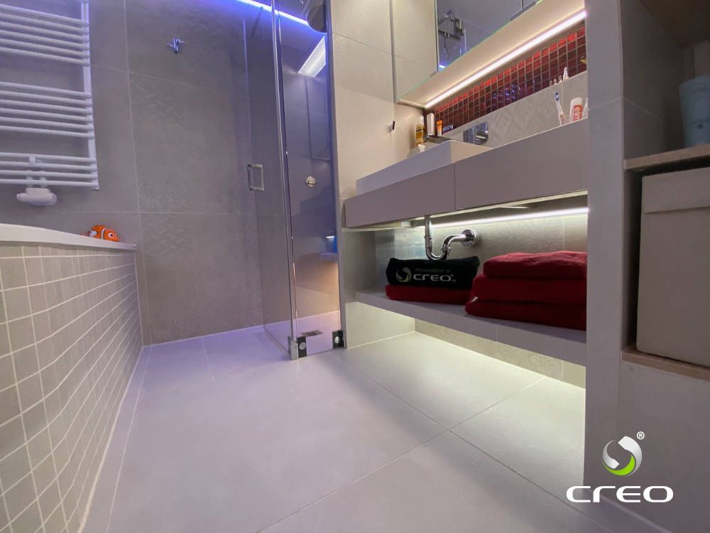 Neubau eines Badezimmers in Strausberg bei Berlin - Waschtisch mit Verstaumöglichkeiten darunter