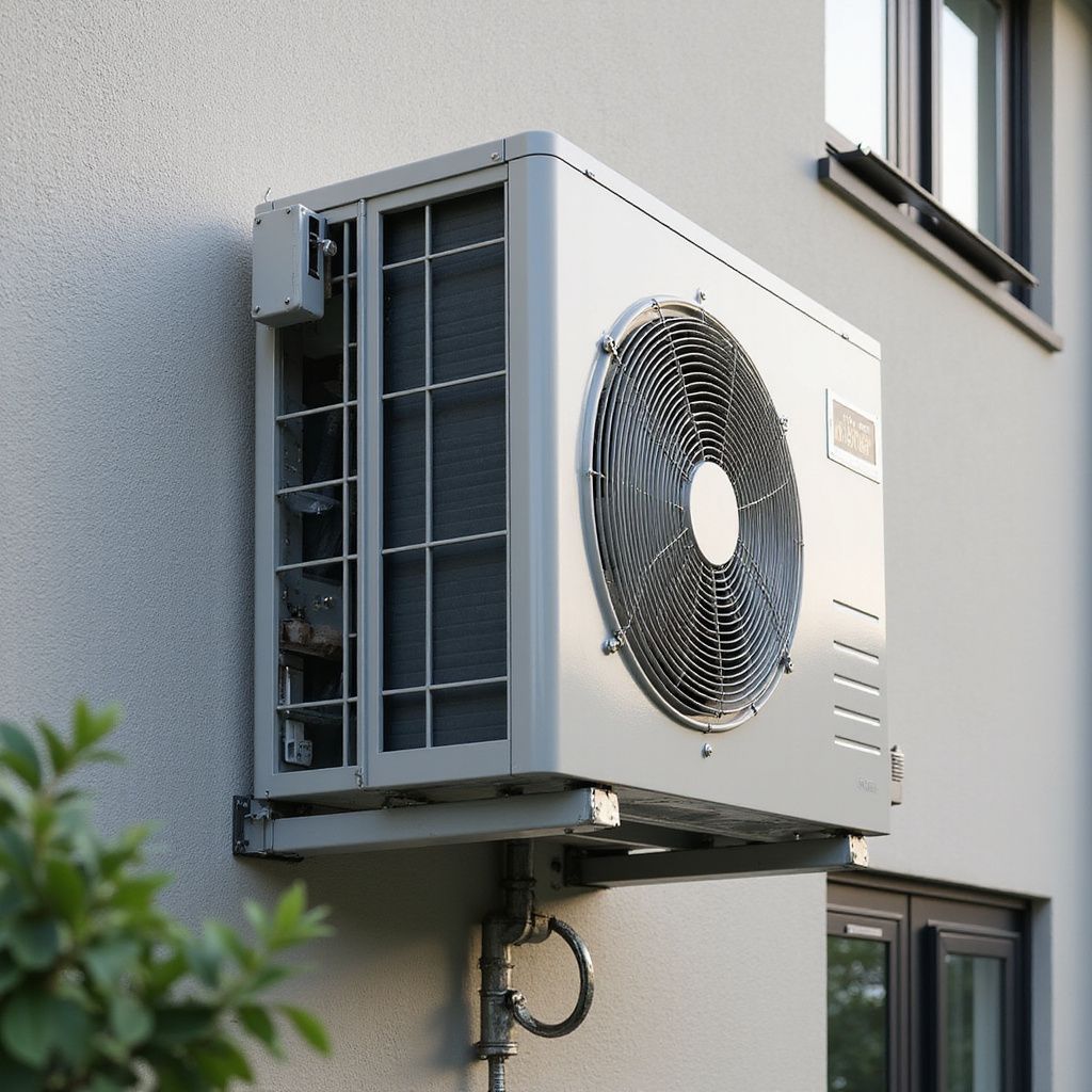 Moderne witte woonkamer met hoekbank, glazen salontafel en airconditioning. Licht dankzij het grote raam en de kleurrijke kussens.