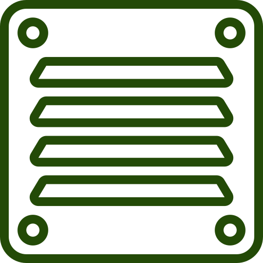 a green icon of a ventilation grill on a white background .