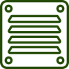a green icon of a ventilation grill on a white background .