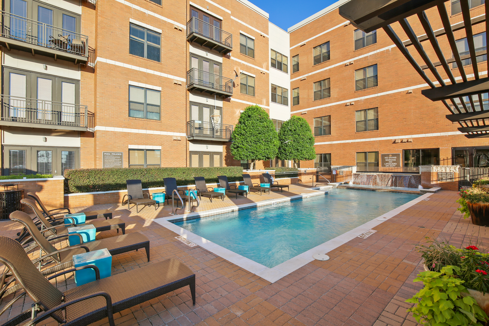 A large swimming pool in the middle of a building