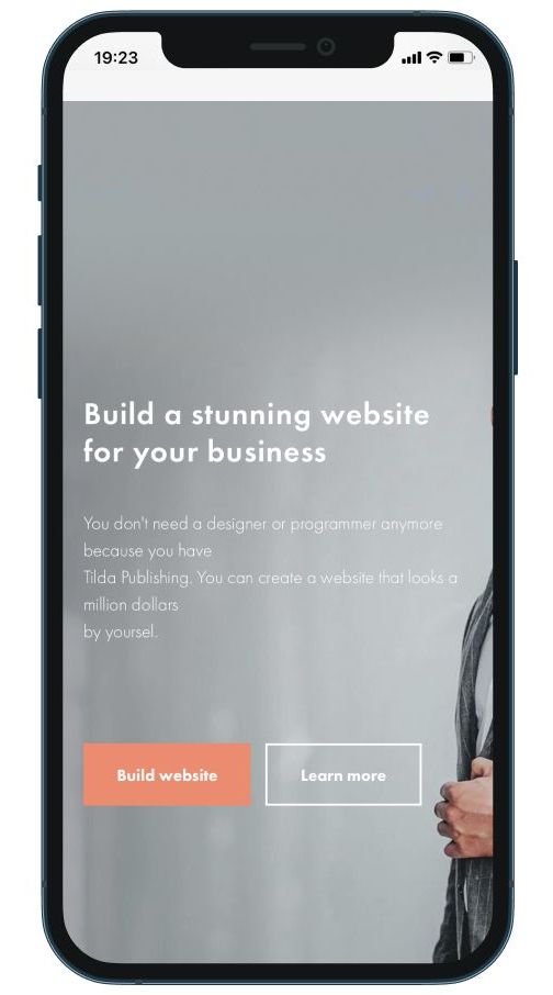 a phone screen shows a stunning website for your business