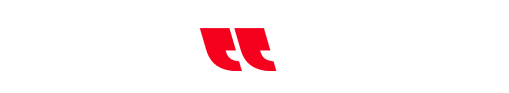 Un logo ubi rouge avec une épingle bleue sur fond blanc.