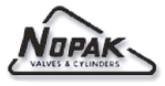 Un logo noir et blanc pour les valves et cylindres nopak.