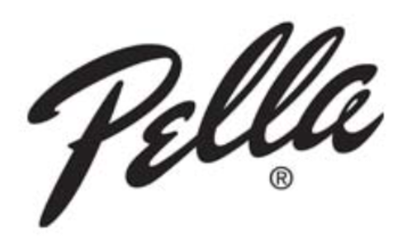 Pella logo in black cursive on a white background
