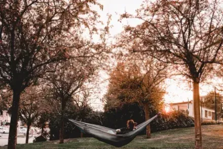 kelowna woman enjoying backyard