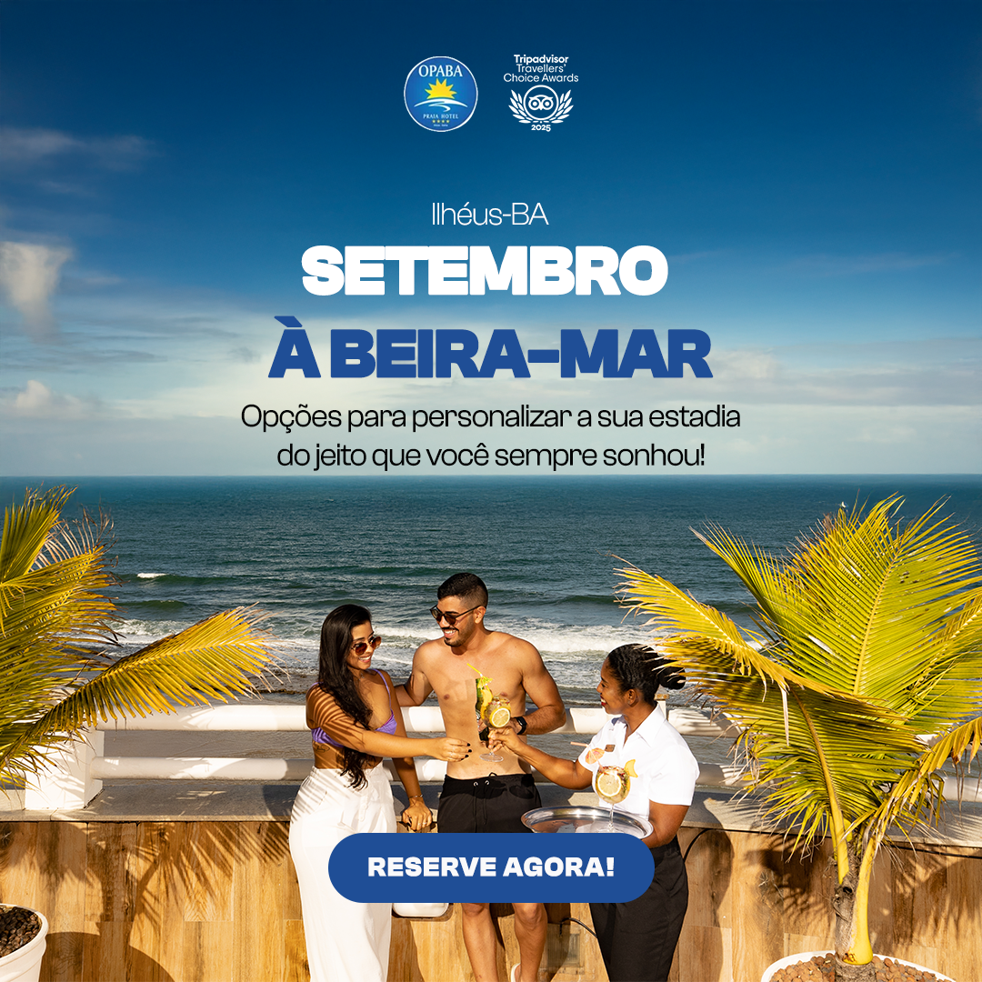 Anúncio de ferias de julho mostra gente brincando na piscina