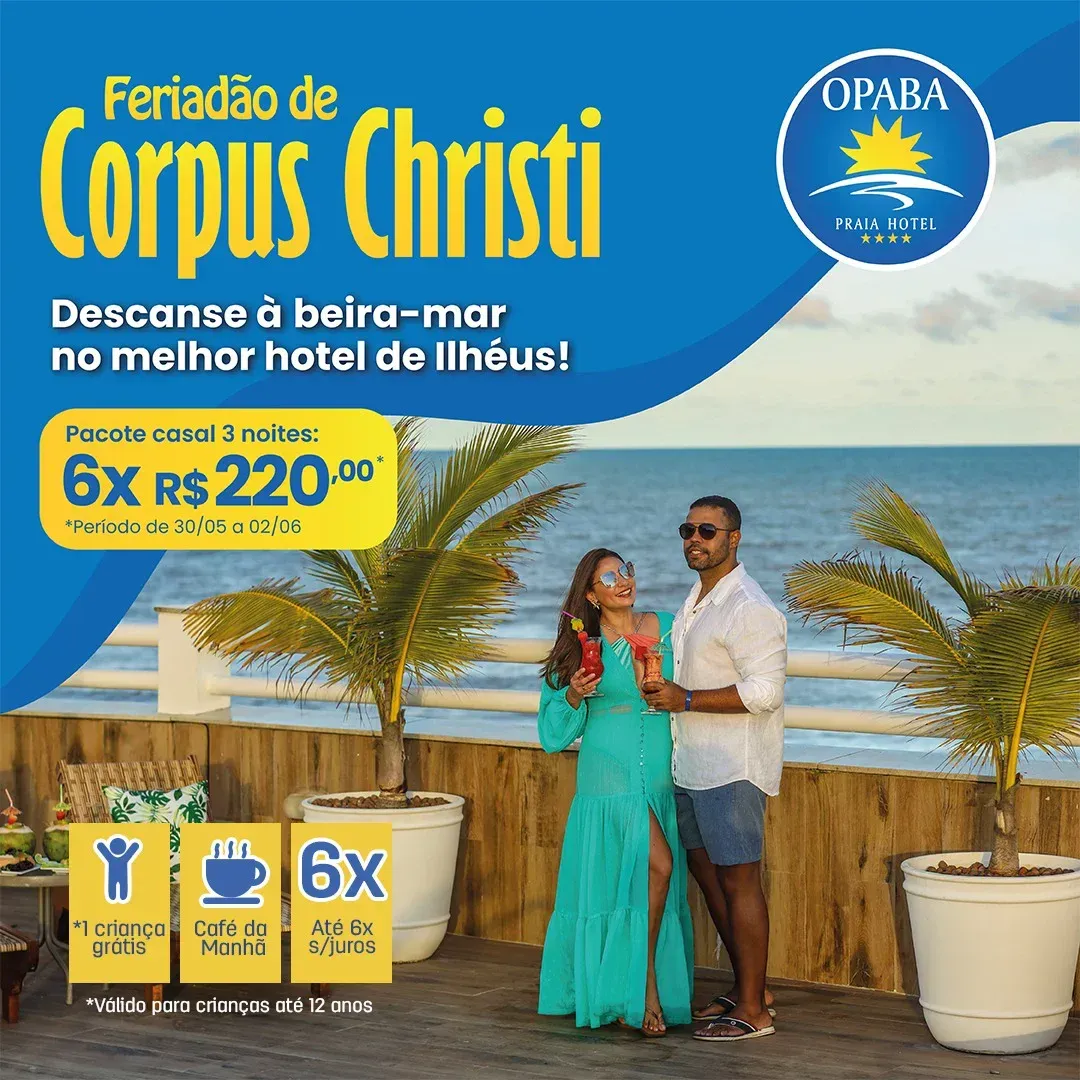 Um anúncio do feriado de corpus christi mostra um homem e uma mulher um ao lado do outro
