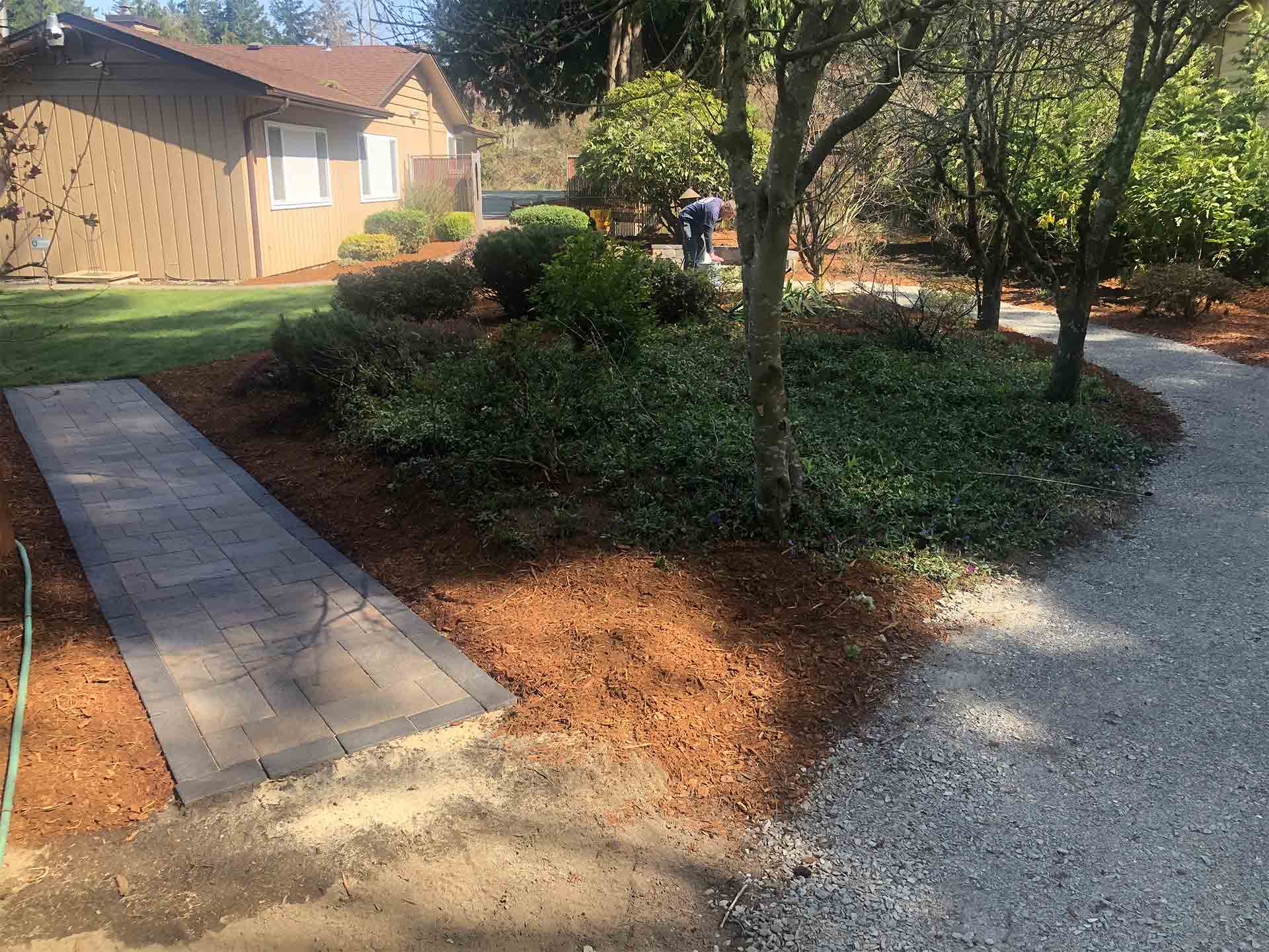 Small portion tile walkway installed - Lacey, WA - All You Need Landscaping