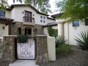 Residential house with metal gate