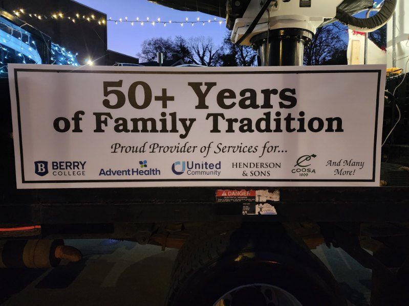 A sign that says 50+ years of family tradition