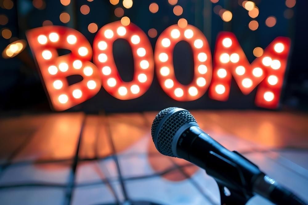 Microphone on stage with illuminated