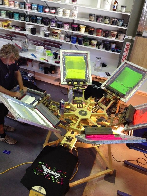 A Man is Working on a Screen Printing Machine in a Shop — Fab Art in Forster, NSW
