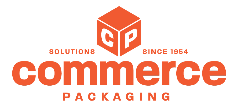 Commerce Packaging Corporation logo in orange: a cube with 