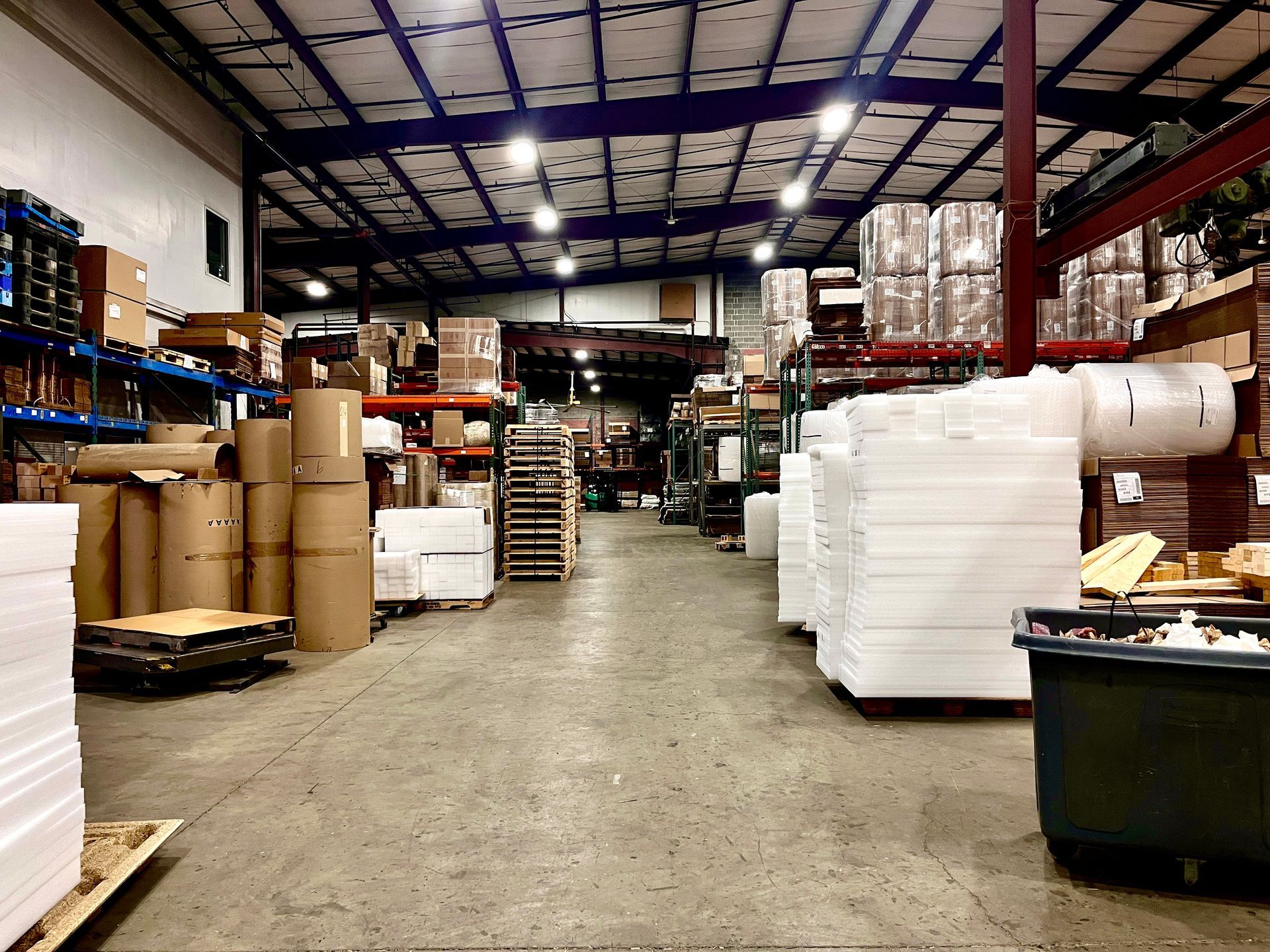 the interior of Commerce Packaging's warehouse
