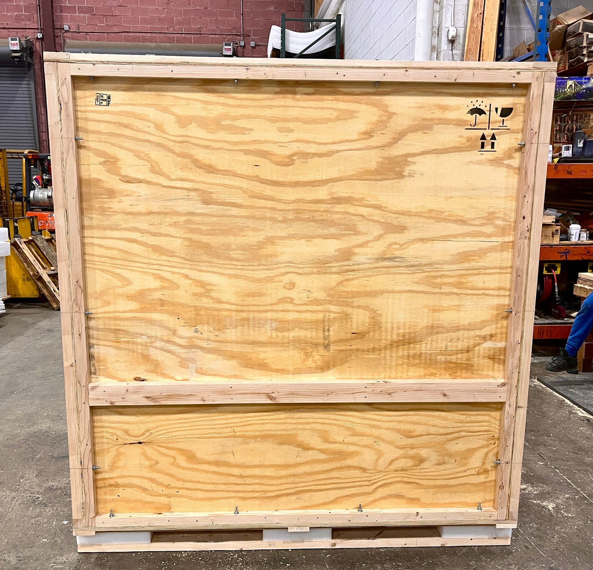 The back of a crate we created to protect an SMT.