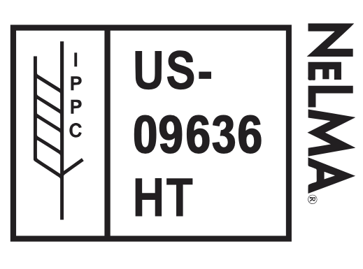 NELMA IPPC stamp reading US-09636 HT