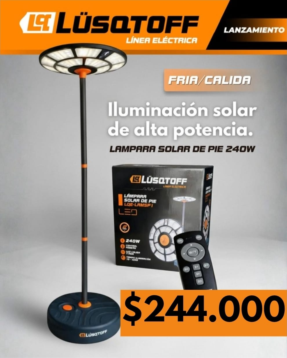 LAMPARA SOLAR DE PIE LUSQTOFF 240W