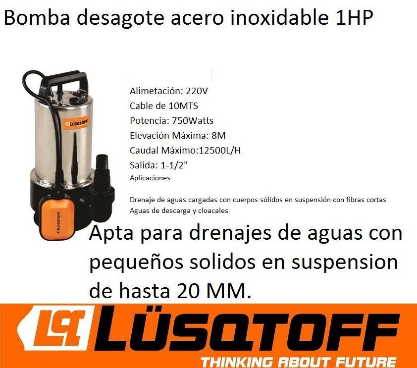 BOMBA SUMERGIBLE INOXIDABLE AGUA LSI-750