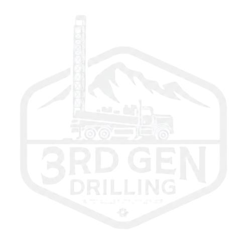 White logo of 3rd Gen Drilling: drill rig, mountains, and company name within a hexagon.
