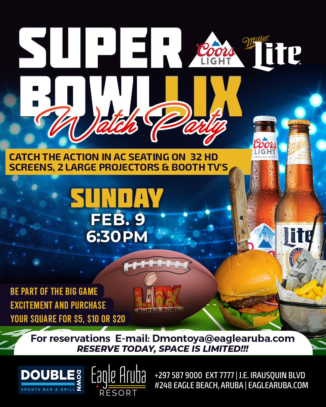 A super bowl lix watch party is being held on sunday february 9 at 6:30 pm.