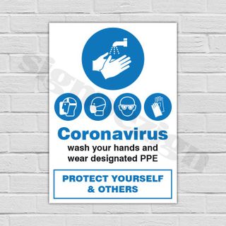 COVID-19 coronavirus signage protection ppe warnings