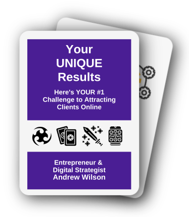 A purple playing card that says your unique results